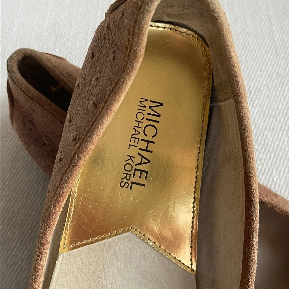 MICHAEL KORS Genuine Leather Loafers | Size 8 | Cognac Tan Luxe | Gold Accents - Picture 5 of 8